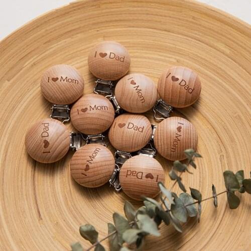 Custom Name 5pcs Wooden Baby Pacifier Clips Holders Printing Infant Soother Clasps Accessories DIY Tool Baby Teether