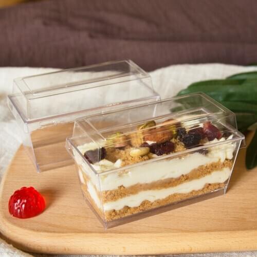 50pcs 150ml Mousse cup plastic net red disposable pudding mango small box cake dessert transparent square tiramisu cup with lid