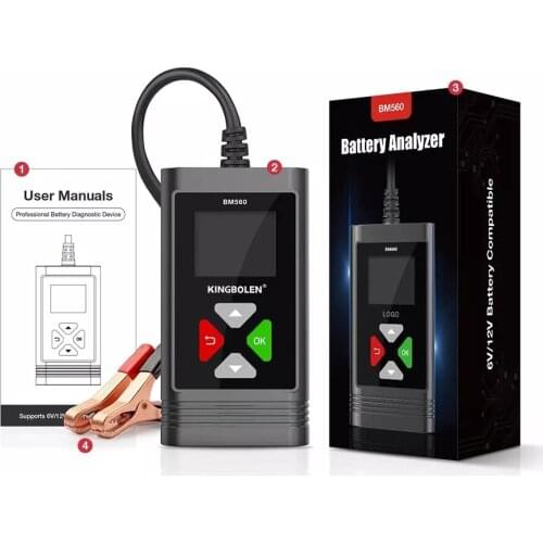 BM560 Car Battery Tester 12V 6V Analyzer 100-2000 CCA 2-220AH Cranking Test Reverse Protection Charge Check PK KW650 Newest