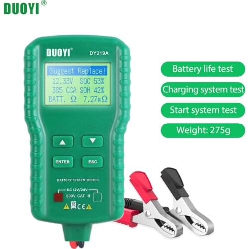DUOYI DY219A Car Battery Tester 12V/24V 100-1700CCA Digital Auto Battery Analyzer Tools For Voltage Load Capacity Analyzer Multi