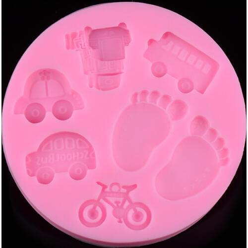 Free And Fast Shipping Car Bicycle Foot Shaped Silicone Cake Mold Sugar Paste 3D Fondant Cake Decoration Tools Soap Mould D292