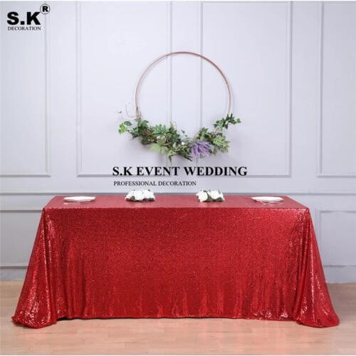 Seamless Premium Sequin Rectangle Tablecloth Banquet Table Cloth For Wedding Event Home Decoration