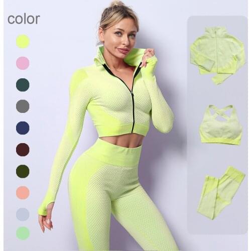 Seamless Women Yoga Sets Female Sport Gym Suits Wear Running Clothes Women Fitness Sport Yoga Suit Long Sleeve Yoga Clothing
