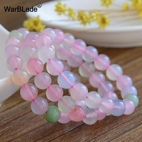 WarBLade 2018 New Natural Stone Bracelets Candy Colors Quartz Crystal Beads Beaded Stretch Bracelets Bangles For Women Men
