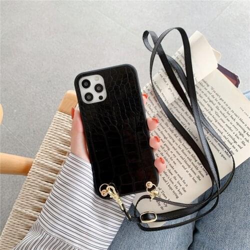 Neck lanyard strap cases on for oppo a72 a11k realme c11 x50 6 5 6pro a92s a52 a72 a92 5g crocodile solid color silicone cover