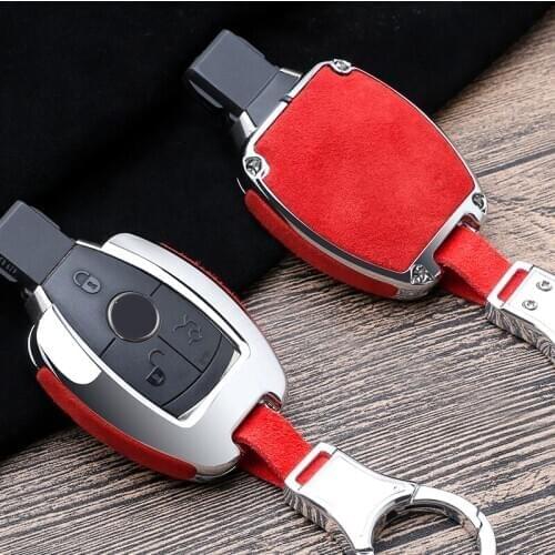For Mercedes Benz W203 W210 W211 W124 W202 W204 W212 W176 AMG 2017 EClass W213 2018 Sclass Suede Leather Zinc alloy car key case