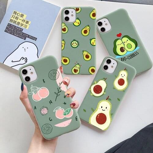 Funny Cartoon Avocado Phone Case For iPhone 12 6S 7 8 Plus TPU Back Cover for iPhone 11 Pro Max X XR XS SE 2020 Soft Cases Coque