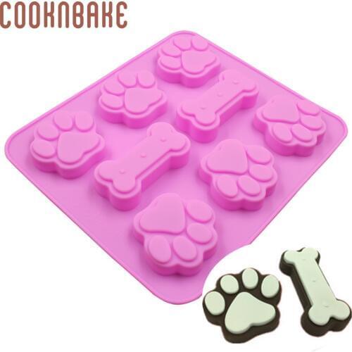 COOKNBAKE silicone mold for cake biscuit pastry baking dog paw candy chocolate mould bone shape resin ice jello bread cake form