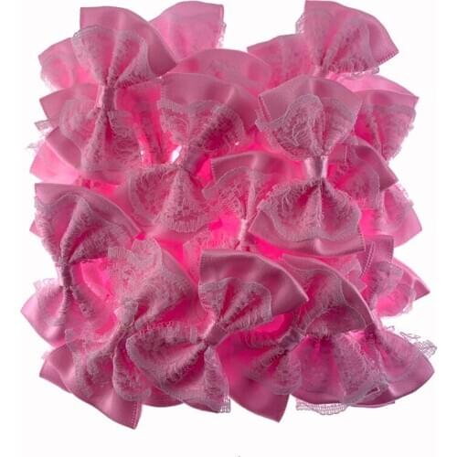 24pcs Kids lace satin ribbon bowknot bow for baby headband hair clips sewing craft Apparel Accessories 3.5 X 5.5cm