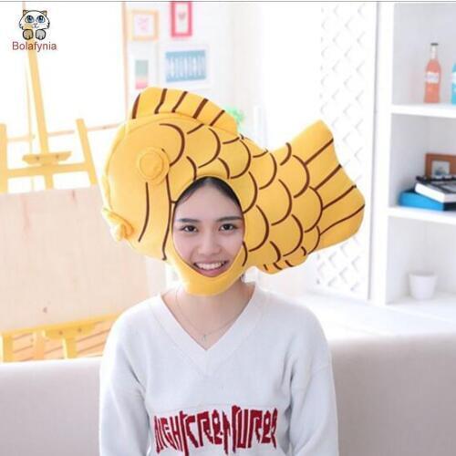 BOLAFYNIA Japanese squid burning headgear fish hat plush toy hat stuffed toy cap