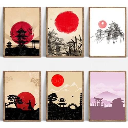 Japanese Watercolor Ink Canvas Painting Posters and Prints Wall Art Picture Scandinavian for Living Room Home Decoration Cuadros