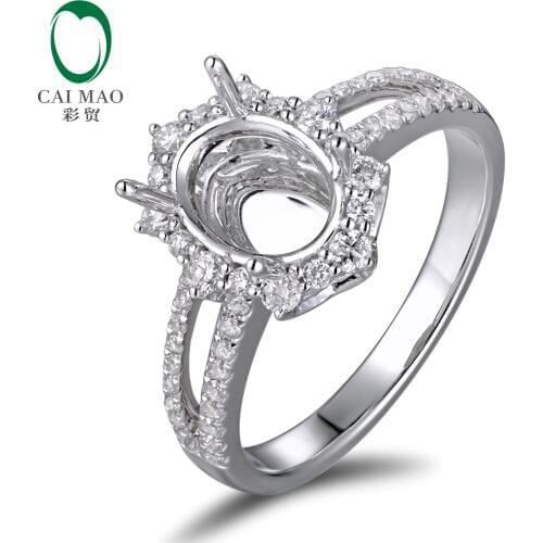 Hot Sale Oval 6x8mm Semi-mount Anniversary 0.48ct Diamond Ring Setting 14K White Gold for free shipping