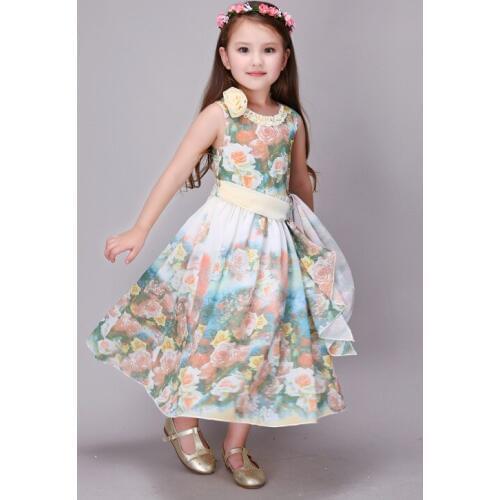 2017 Summer Children Girls Dresses Lovely Baby Girls A Line Dress Baby Kids Sleeveless Dress for Childrens Clothing 3-10Y