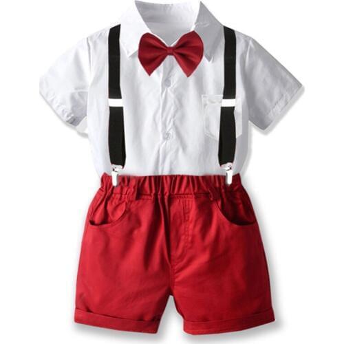 Toddler Children Clothes Suits Boy Clothing Boy Sets Dress Bow Tie Shirt+Shorts 3pcs Summer Gentleman Style Kids clothes Costume