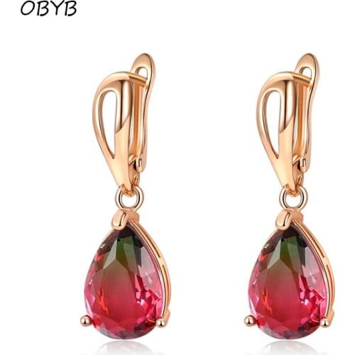 Colorful Simulation Gemstone Faceted Drop-shaped Crystal Hanging Earrings For Women Fashion Statement Earrings Ear Accessories