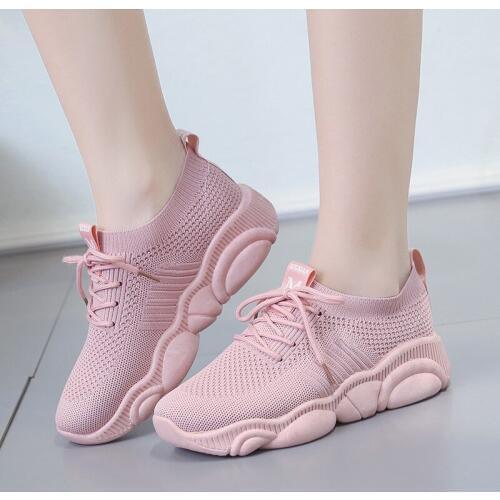 White Sneakers Women Vulcanize Shoes Mesh Flat Shoes Lace Up Casual Shoes Walking Sneakers Soft Shoes Plus Size zapatos de mujer
