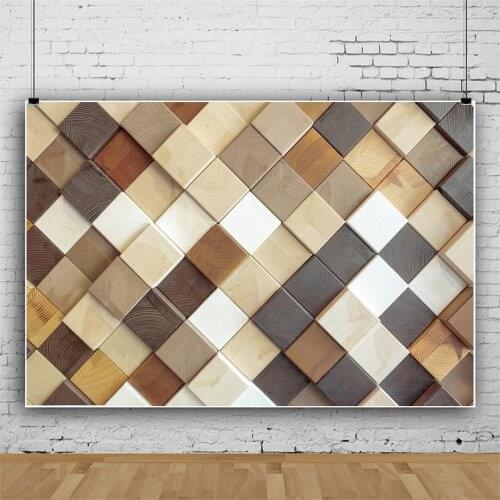 Stacked Square Woods Backdrops Photographic 3D Wooden Wall Floor Baby Child Portrait Photography Backgrounds