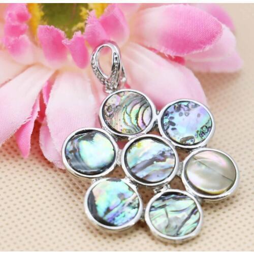 35mm Fashion Flower Design stripe Abalone Material seashells sea shells pendant making jewelry crafts women gifts DIY Decorative