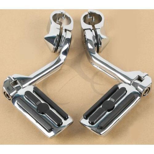 Motorcycle 1 1/4" 1.25" Long Angled Adjustable Highway Foot Pegs Peg Mount Kit For Harley Touring Sportster Dyna Electra Road