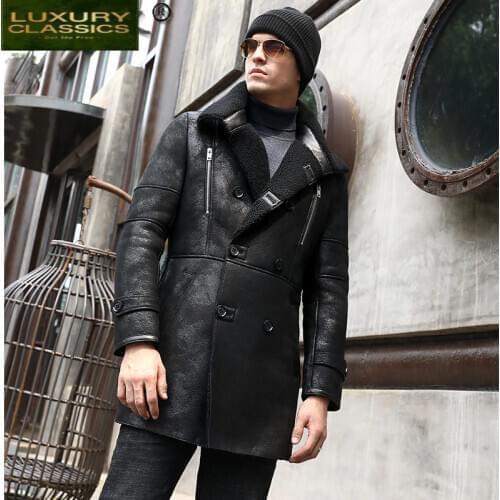 High Quality Mens Fur Coat Natural Sheep Shearling Mens Jacket Casual Men Clothing Fashion Winter 2021 Hommes Veste 4748