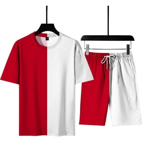 Plus Size M-4XL Mens Sportswear Loose Short Sleeve T-shirts and Shorts Set Casual tracksuit Summer Outfits 2021 2 Piece Set Men