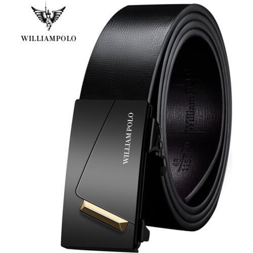 WILLIAMPOLO Mens belt Luxury Brand Strap Top Quality Genuine Leather Belts For Men Metal Automatic Buckles leather belt men new