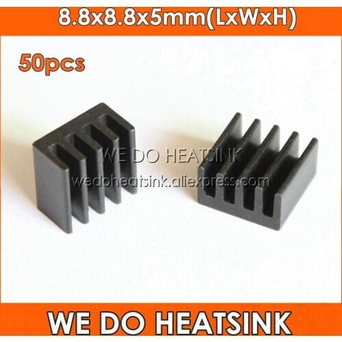WE DO HEATSINK 50pcs 8.8x8.8x5mm Black Anodized Ram SOIC8 FET Heatsink Aluminium Chip Aluminum Heat Sink Cooling Cooler