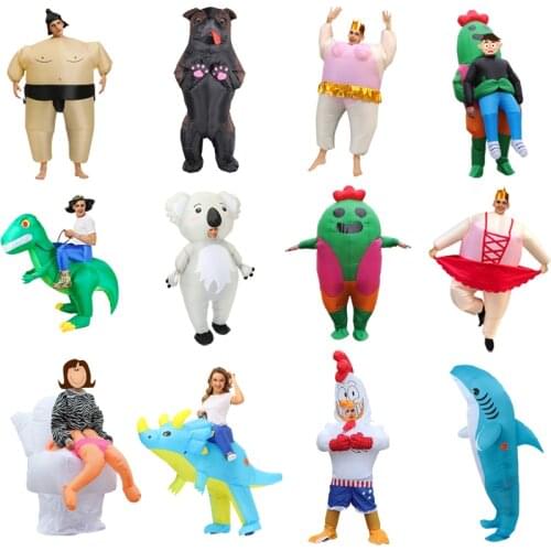New Hot Inflatable Dinosaur Costume Kids Adults Sumo Dog Rooster Koala Ballet Anime Cosplay Clothes Full Body Performance Suit