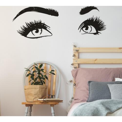 Eyelash Extension Vinyl Wall Sticker Beauty Eyes Lahses Vinyl Decal Beauty Salon Wall Décor Lash And Brow Make Up Mural AZ873
