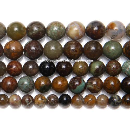 Natural Stone Green Impression Jaspers Stone Round Loose Beads 15" Strand 6 8 10MM Pick Size For Jewelry Making