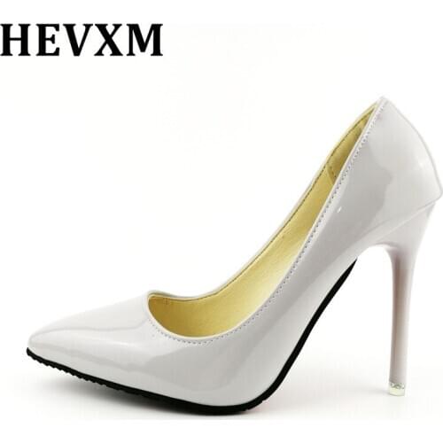 HEVXM 2018 New Fashion High Heels Women Pumps Thin Heel Classic Sexy Pointed Shallow Mouth Prom Wedding Shoes Size 34-39 H-555