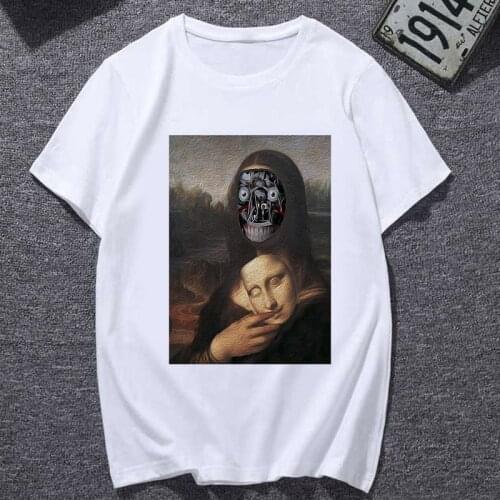 2021 new Women summer spoof Mona Lisa Printed T-Shirts Women Aesthetics funny Tshirts Art Tee Hipster Grunge Top streetclothing