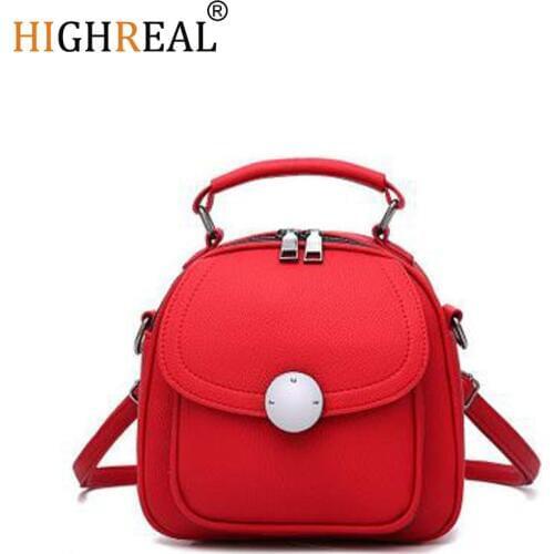 HIGHREAL Mini New Korean Backpacks Fashion PU Leather Women Shoulder Bag Solid Pattern Small Backpack Girls School Bags J16