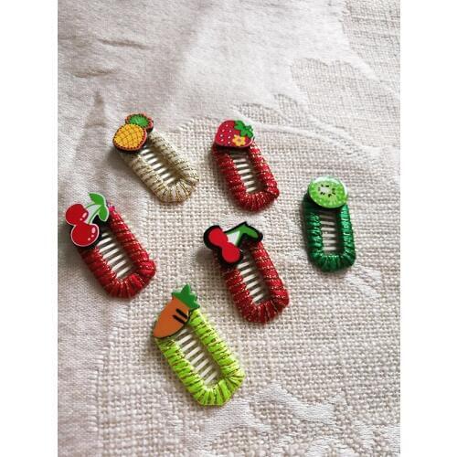 New Handmade 2.8CM Pet accessories Cartoon and Fruit BB Clip Dog accessories Pet clip Must Snap Clamp BB clip 30pcs