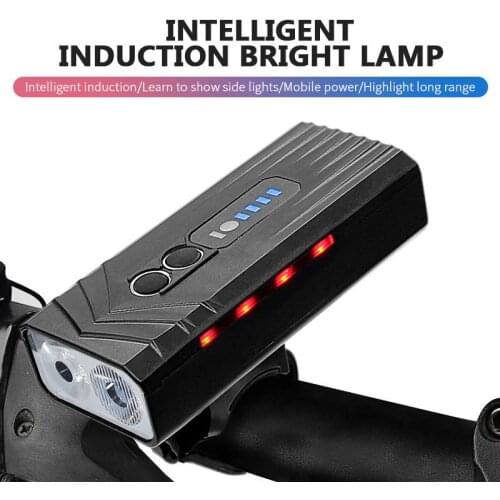 Bicycle Front Light Bright USB Rechargeable Dual Head Lamp Bead High-brightness Lighting Smart Induction Mobile Power Headlight