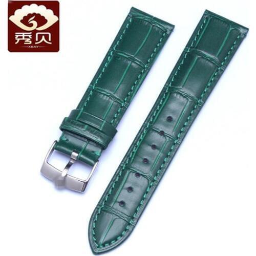 Universal19mm 20mm 21mm 22mm Genuine Leather Watchband&Pin Buckle Green Calfskin Strap For RX Deepsea Yacht Daytona GMT Watch