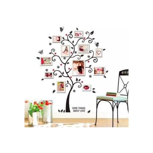 Chic Black Photo Frame Tree Flower Mural Wall Sticker Decor Room Decals - Intl