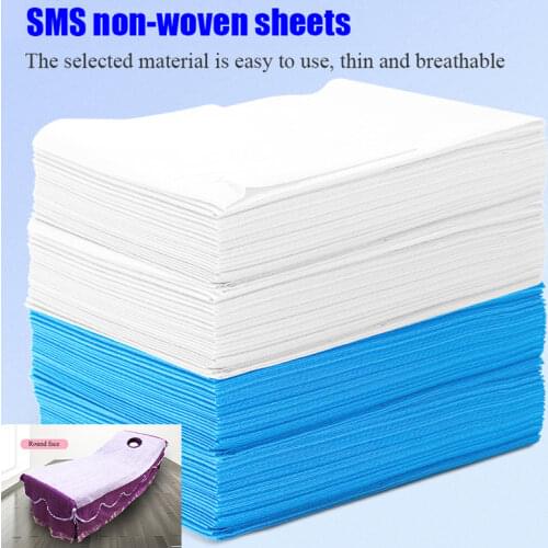 SMS Non Woven Fabric Breathable Perforated Disposable Bed Sheet Beauty Salon Travel Thicken Bed Sheet Disposable Hotel Mattress