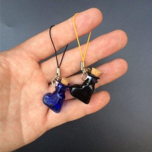 Glass Bottles Pendant With Key Chains Lobster Clasp Bottles Handmade Love Heart Pendant Gift Bottles Mix 7Colors Free Shipping