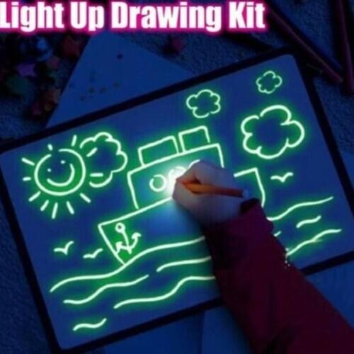 A3 A4 A5 Luminous Drawing Board Draw With Light-Fun Up Pen Light Draw Sketchpad Fluorescent English Toy Board Kids Q8X9