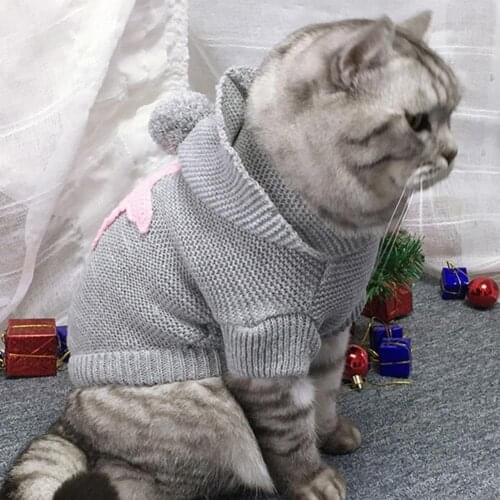 Two-leg Durable Knitted Pentagram Pattern Pet Cat Sweater Soft Texture Cat Coat Thick Pet Supplies