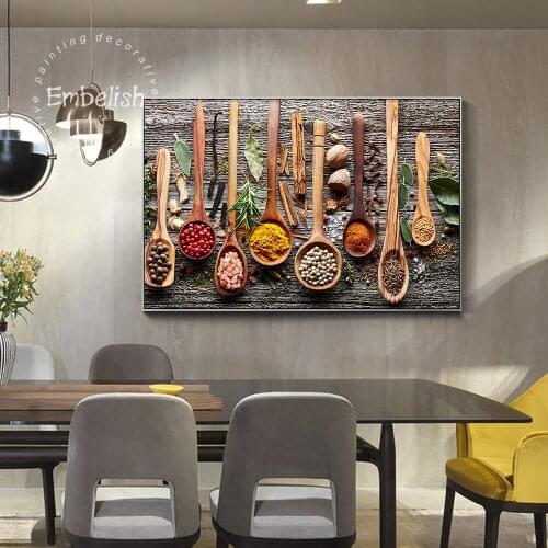 Embelish 1 Pieces Modern Home Kitchen Decor Wall Large Food Pictures For Living Room Grains Peppers Spoons Scandinavian Painting