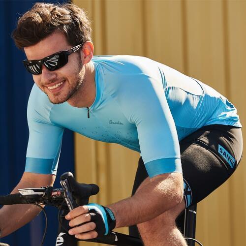 Santic Men Women Cycling Jersey Short Sleeve Race Fit Bike Jersey Shirt Cycling Summer Breathable Jerseys Couple Cycling Shirt
