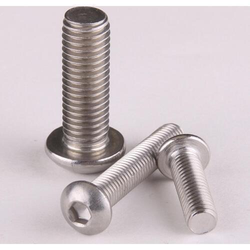 30PCS DIN7380 Button Head Socket Cap Screw 304 Stainless Steel Round/Pan Head Screws M3*4/5/6/8/10/12/...50mm