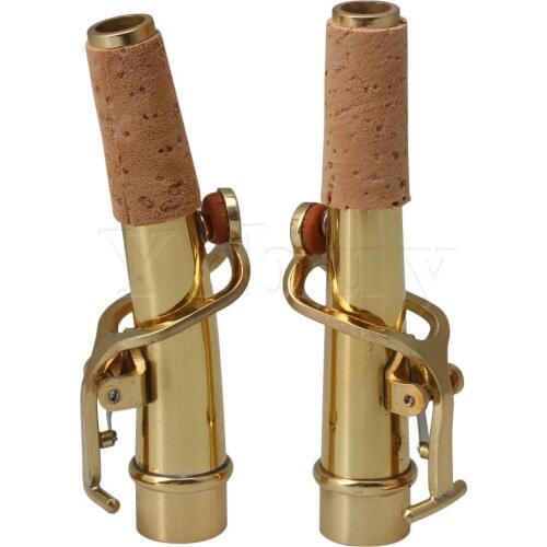 Yibuy Saxophone Accessories Saxophone Neck Set with Curved Neck and Straight Neck for Soprano Saxophone Pack of 2