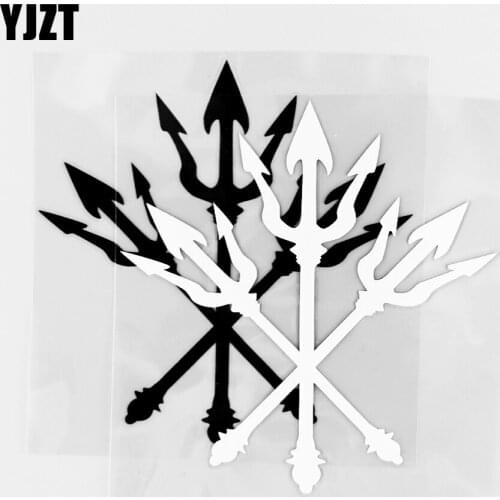 YJZT 15.9CM×13.3CM Metal Spear Crown Trident Creative Car Sticker Exquisite Personalized Vinyl Body Decoration Decal 1C-0140
