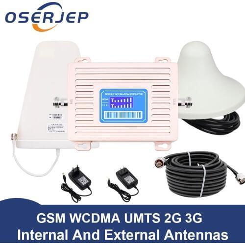 LCD Display GSM 900 UMTS 2100mhz Dual Band Repeater GSM 2G 3G LTE Phone Amplifier Cellular Mobile Booster +LPDA /Ceiling Antenna