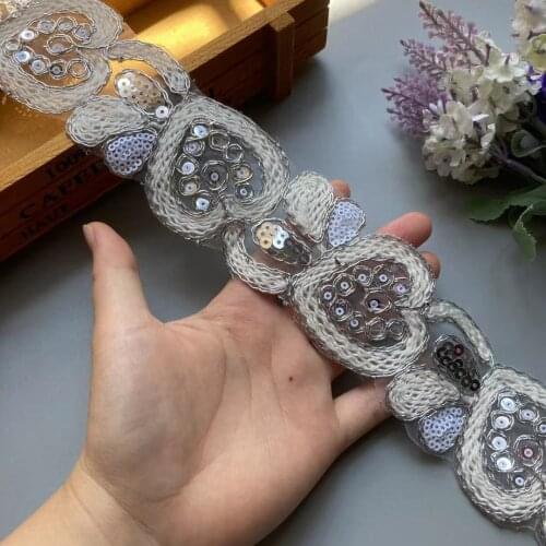 1 Yards White 50mm Ethnic Gold Thread Sequins Webbing Ribbon Tape Shoes Dress Embroidered Lace Trims DIY Sewing Accessorie