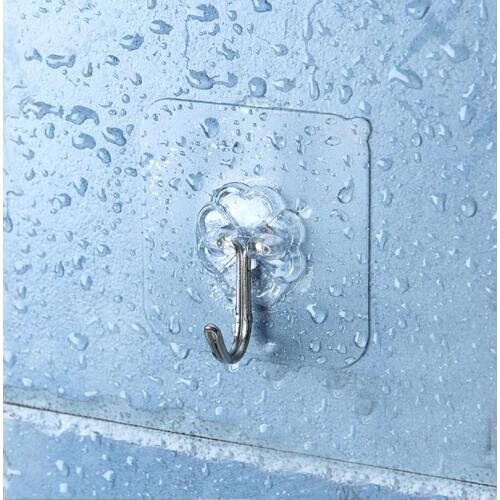 1pc/5pcs Bearing Transparent Seamless Adhesive Hook Waterproof Oilproof Strong Sticking Wall Hook Hanger Kitchen Bathroom