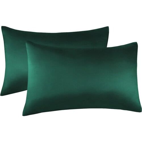 2pcs Multi-size Emulation Silk Satin Pillowcase Solid Colour Comfortable Pillow Cover for Home Bed Throw Hotel Cushion Cover